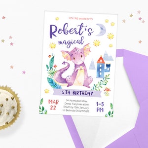 Dragon Birthday Invitations Editable Template, PRINTABLE Dragon ...