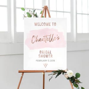 Watercolour hens party welcome sign PRINTABLE Pink Bridal shower welcome sign, Rose gold bachelorette party sign, Bridal shower party decor