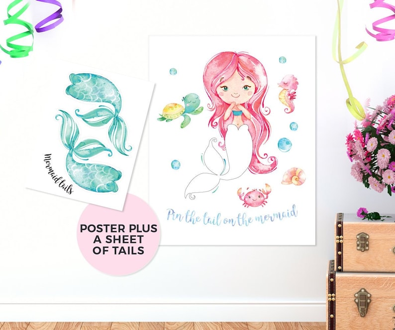 Pin the Tail on the Mermaid Game Printable Mermaid Party - Etsy