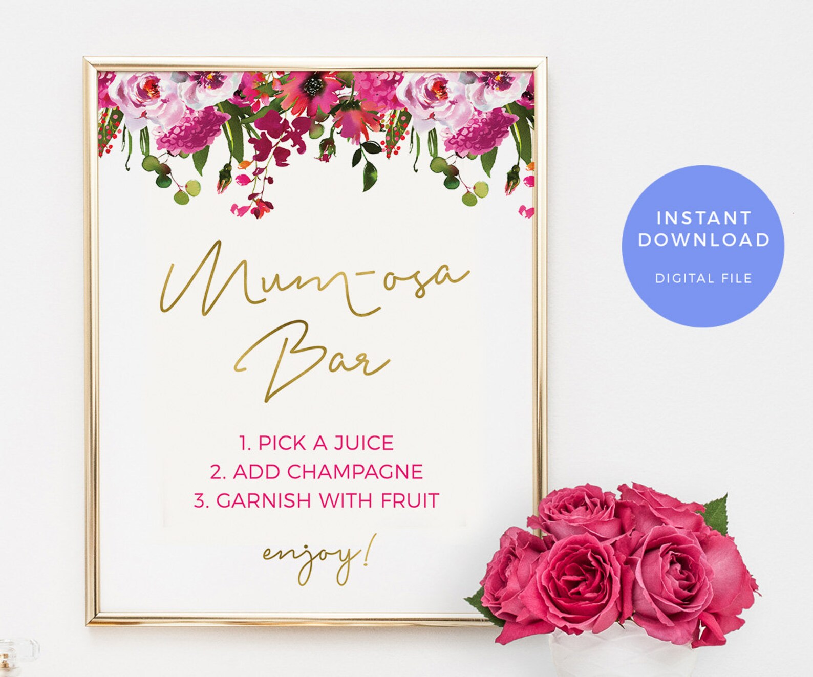 Mumosa Sign PRINTABLE. Bright Pink Momosa Baby Shower Sign - Etsy