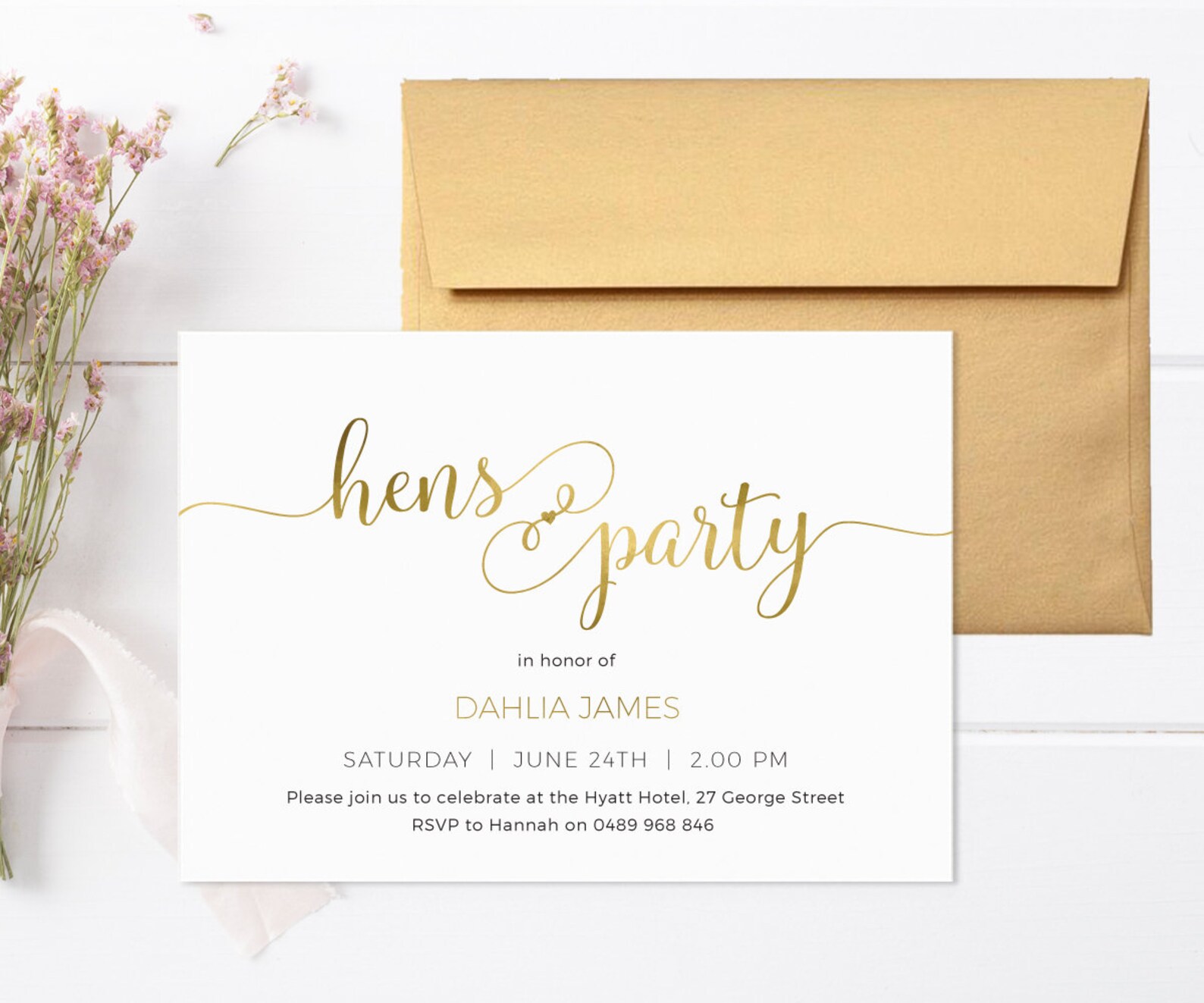 Modern Hens invitations PRINTABLE Classy Hens invites Simple Etsy