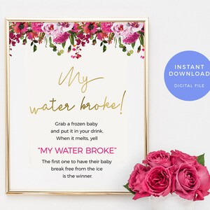 My Water Broke Game PRINTABLE Pink Red Baby Shower Games | Etsy