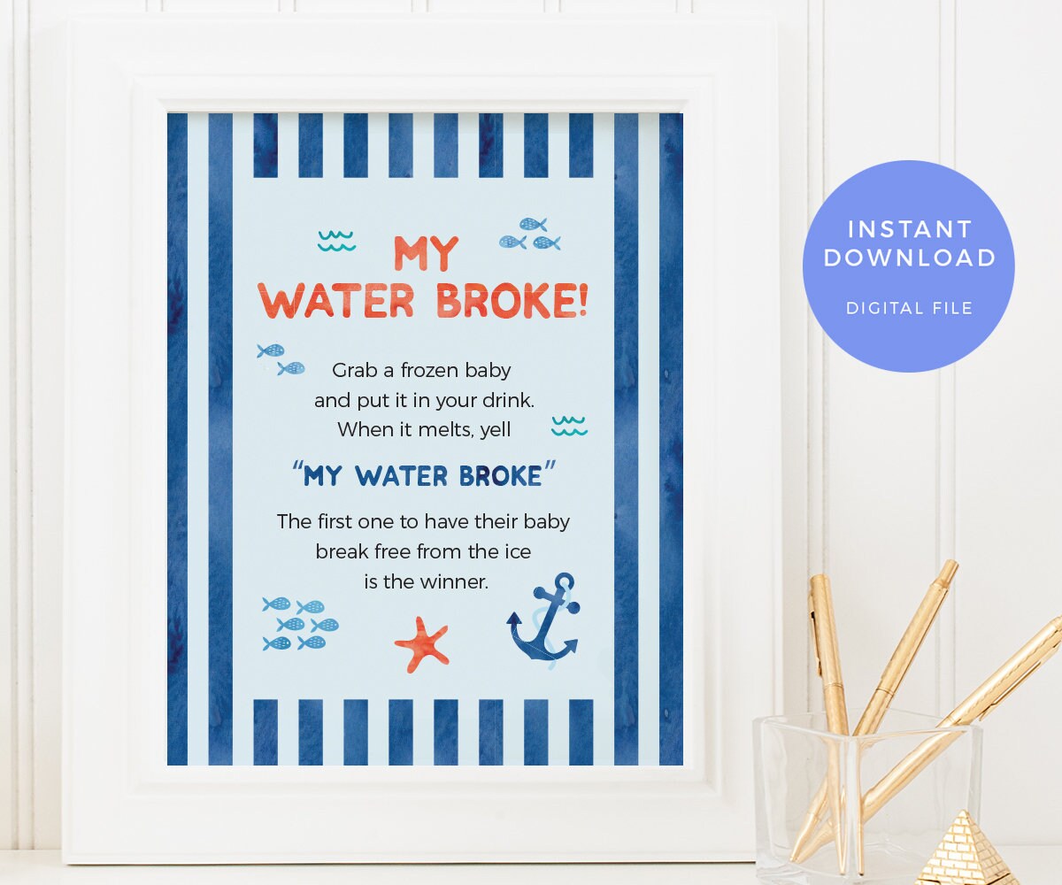 My Water Broke Game PRINTABLE Nautical Baby Shower Game | Etsy