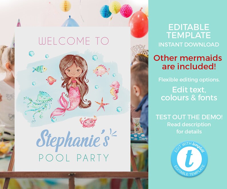Octopus baby sprinkle baby brunch Under the sea baby shower card Printable Books for baby request card EDITABLE template pool party Crab