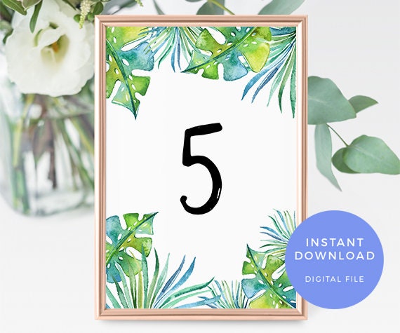 Tropical Table Numbers INSTANT Download. Jungle Table Number | Etsy