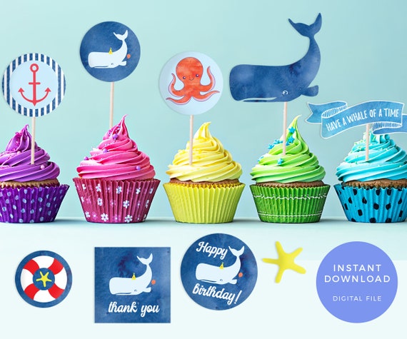 Pool Party Cupcake Toppers Printable Pool Party Labels Under Etsy