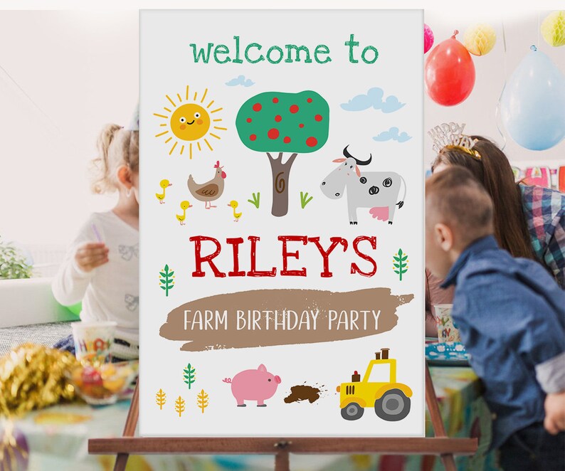 Farm Party Decor Set EDITABLE Templates Printable Barnyard | Etsy