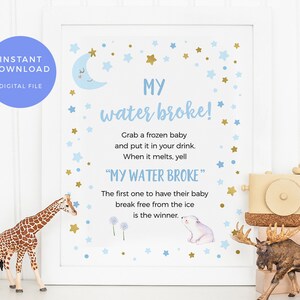 Don't say baby sign PRINTABLE, Boy Baby shower games, Blue stars Don't say baby game INSTANT Download Baby shower decor pdf twinkle twinkle image 4