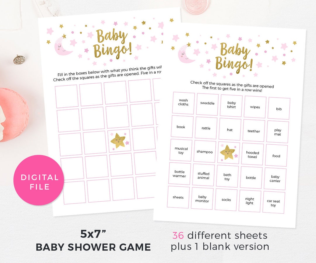 Baby Bingo Game PRINTABLE Baby Bingo Card Girl Baby Shower - Etsy