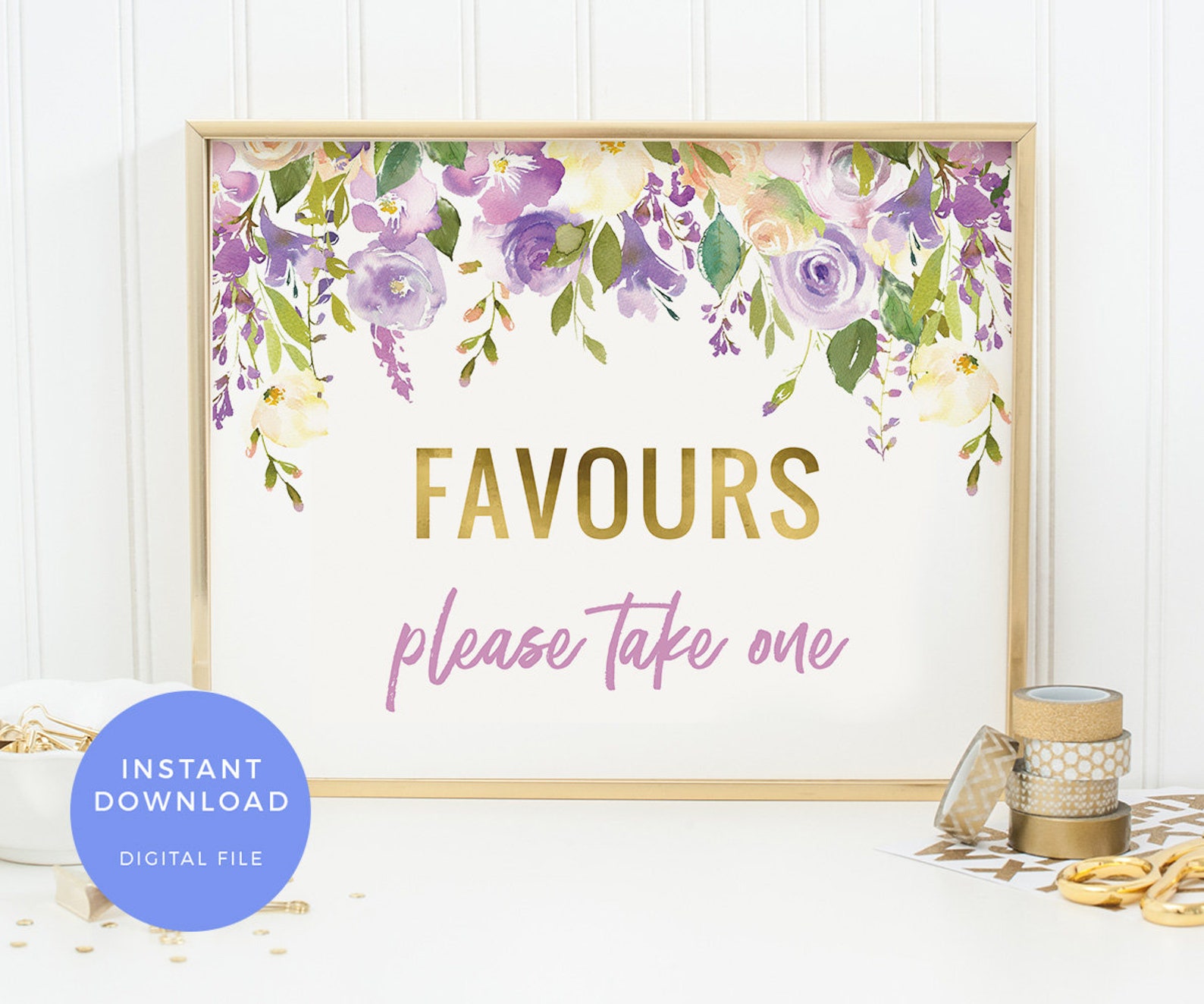 Party Finger Sign Party Favors Sign, Purple Party Sign PRINTABLE, Favours Sign INSTANT ...