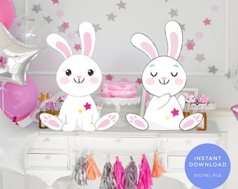 ReliThick 5FT Easter Yard Decorations Outdoor Large Bunny Cardboard Stand Up Signs Rabbit Cardboard Cutout Display For Easter Party Porch Garden Patio Lawn Sidewalk