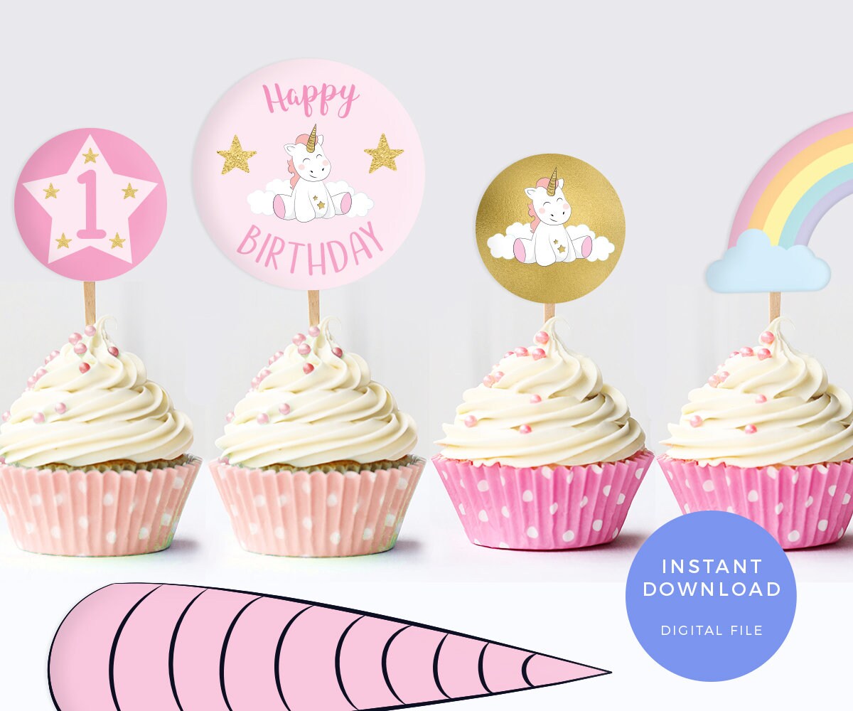 unicorn cake toppers printable unicorn labels unicorn horn etsy australia
