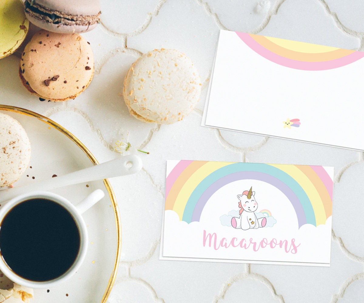 Unicorn food labels TEMPLATE Unicorn place cards EDITABLE | Etsy