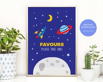 Space favours sign, Space party favours sign, PRINTABLE Space birthday party sign, Space birthday decorations, Space party decor printables