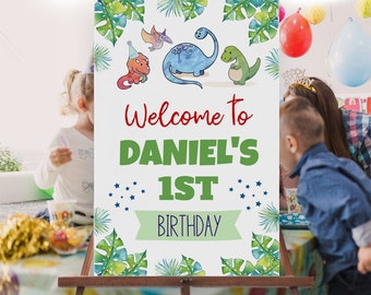 Dinosaur sign EDITABLE template, Dinosaur welcome sign PRINTABLE, Dinosaur party decorations, boy birthday sign, jungle party printables