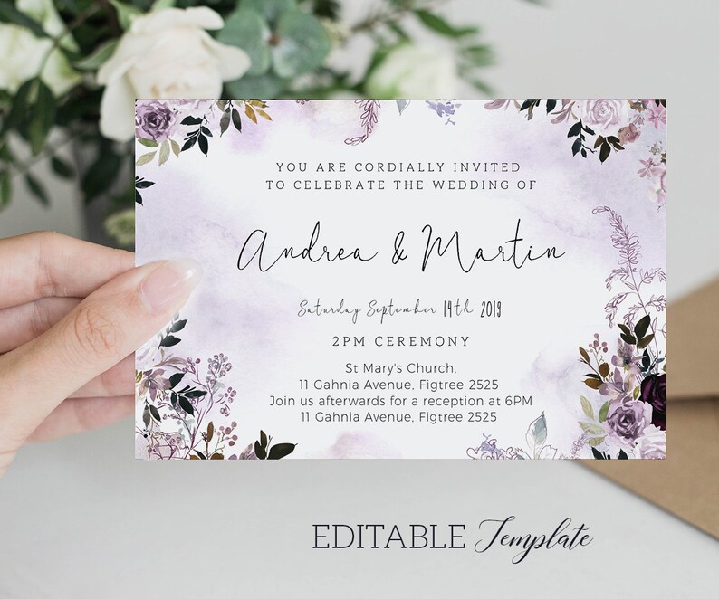 Woodland Baby Shower Invitation Suite TEMPLATE, Mauve baby sprinkle invitation set modifiable, vintage baby invite PRINTABLE Élégant anniversaire image 4