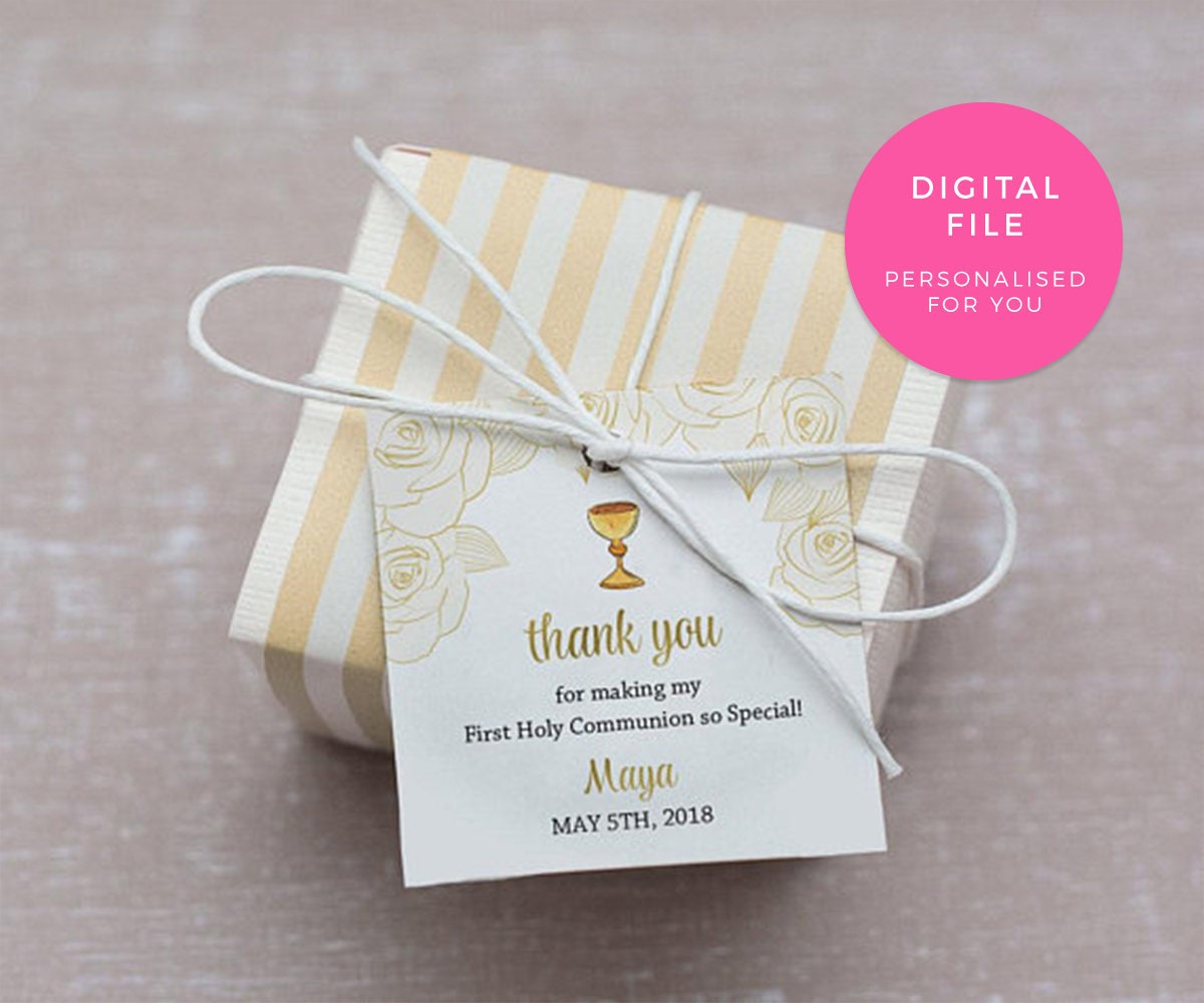 First Holy Communion thank you tags Printable First communion Etsy