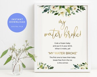My Water Broke Game PRINTABLE Classy Pink Baby Shower Games | Etsy