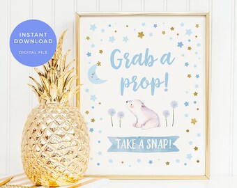 Prop sign PRINTABLE. Little Star party sign, Grab a prop sign INSTANT DOWNLOAD Twinkle twinkle theme Photo props Baby shower 1st birthday