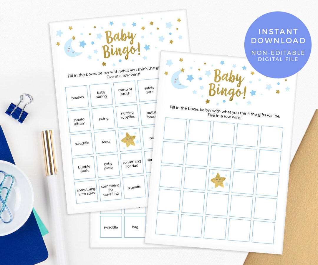 Baby Bingo Game PRINTABLE, Baby Bingo Card Boy Baby Shower Game ...