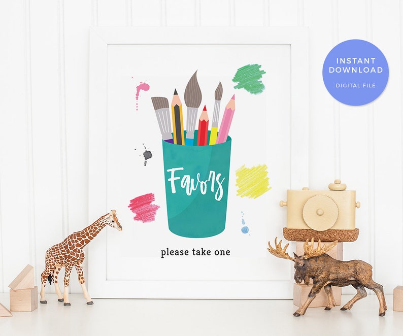 Art party favors sign, Art favors sign, Painting favors sign Birthday party favors sign Boys birthday favors sign Kids party favor sign image 1