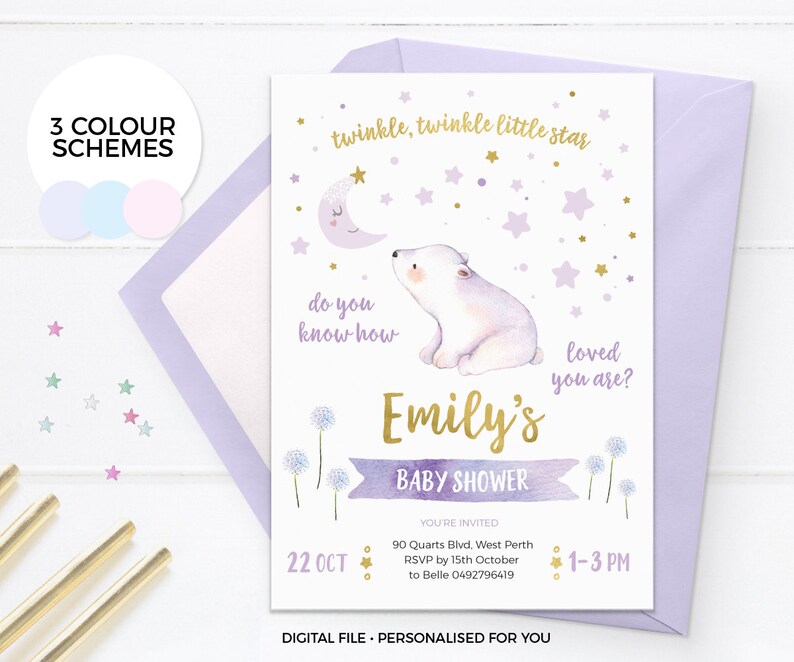 Twinkle Twinkle Baby Shower Invitations Printable Gender Etsy