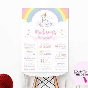 Unicorn favours sign A4, Unicorn birthday sign First birthday sign Printable favours sign, Unicorn party favours sign, 1st birthday sign pdf image 9