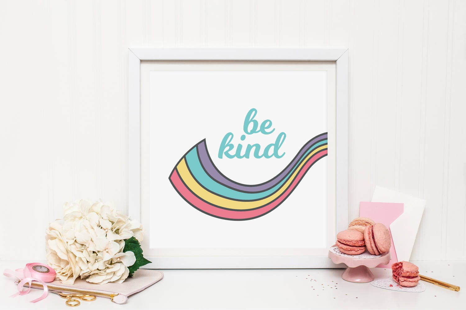 Kindness printable printable quotes rainbow wall art flat | Etsy