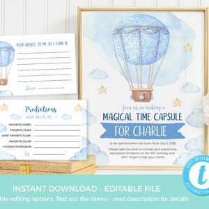 Hot air balloon Baby Shower Invitation TEMPLATE. EDITABLE Pink Christening invitation Printable Boy baby shower invite first birthday invite image 8