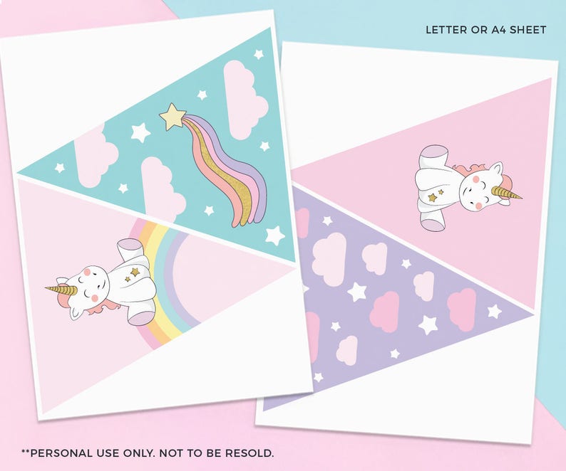 Unicorn Paper Garland Flag Bunting PRINTABLE Unicorn Flag - Etsy