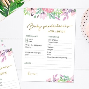 Baby Advice and Prediction Card PRINTABLE, Baby Prediction Card, Baby ...