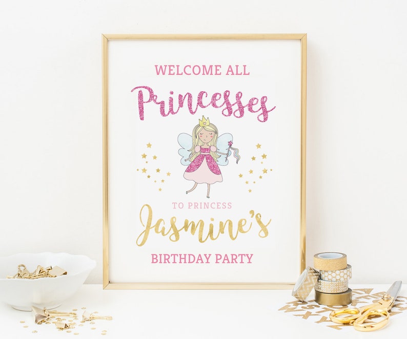 Princess party labels PRINTABLE Princess favour bag labels girls party labels pdf cake toppers party bag labels digital party stickers
