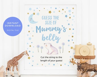 Guess Mommys belly sign, Twinkle Stars Baby Shower Games Guess Mums belly PRINTABLE, baby shower decor INSTANT download, How big mummy belly