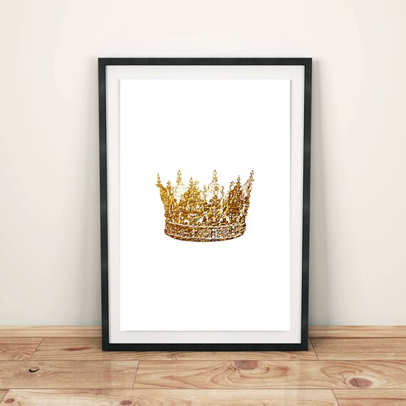 White And Gold Crown Art Print Printable Wall Art Princess Etsy