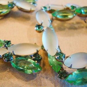 Lot of Vintage Opaque Camphor Glass Rhinestone Pin Brooch Earring Sets image 8