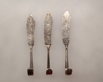 Set of 3 Vintage Silverware Feather Coat Hook Vintage Silverware Upcycle hook