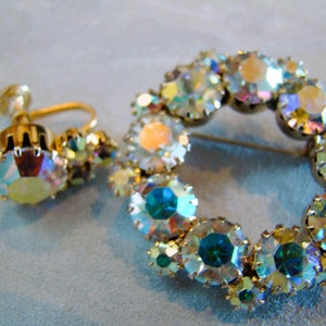 Lot of Vintage Opaque Camphor Glass Rhinestone Pin Brooch Earring Sets image 10