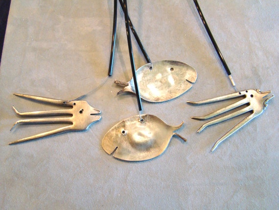 Vintage Silverware Fish Wind Chime Windchime Silverplate Spoon Fork  Windchime Yard Art -  Canada