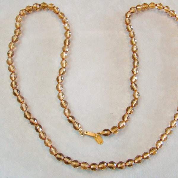 Vintage Signed MIRIAM HASKELL Brown Faceted Beaded Necklace