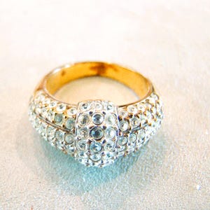 Vintage Sterling Silver 925 Swarovski Clear Crystal Ring Size 8.5