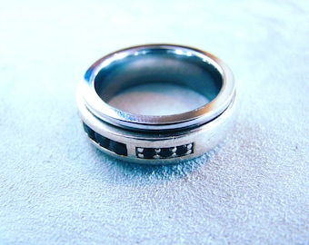 Bague tournante triton carbure de tungstène Tc.850 saphir bleu taille 10