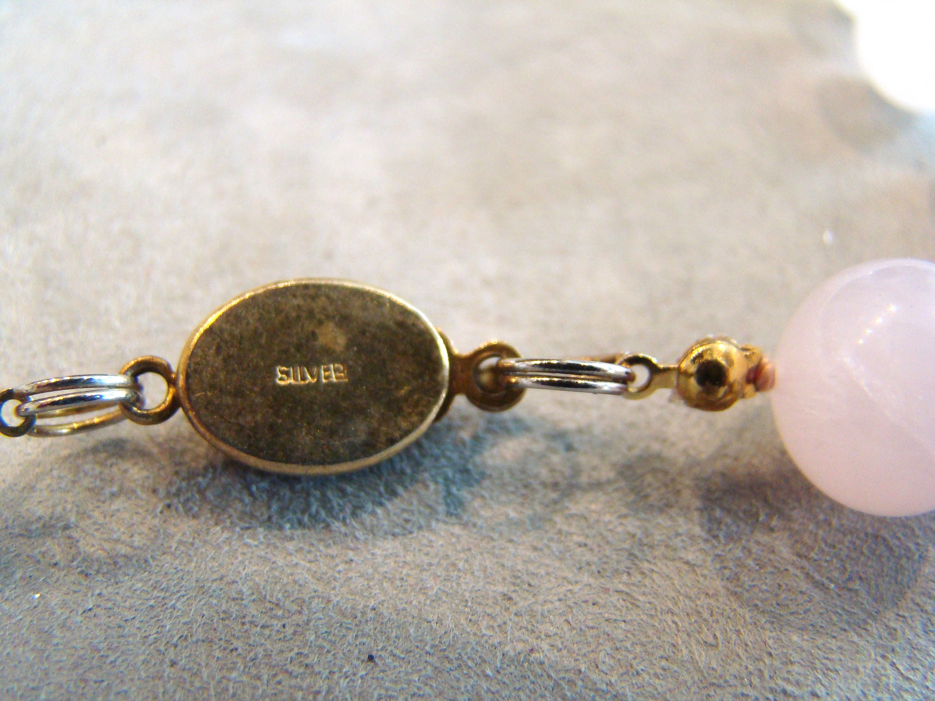 Collier Vintage Avec Une Belle Perle En Quartz Rose Clair - Modèle #5130 - Occasion