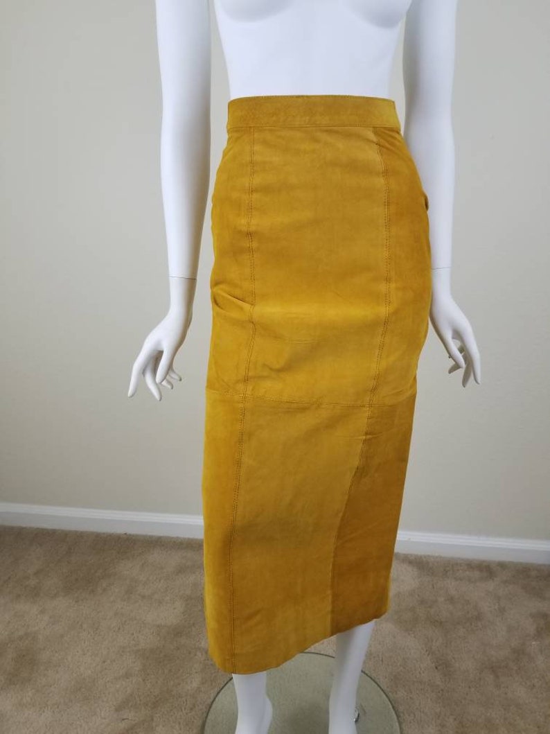 yellow suede skirt