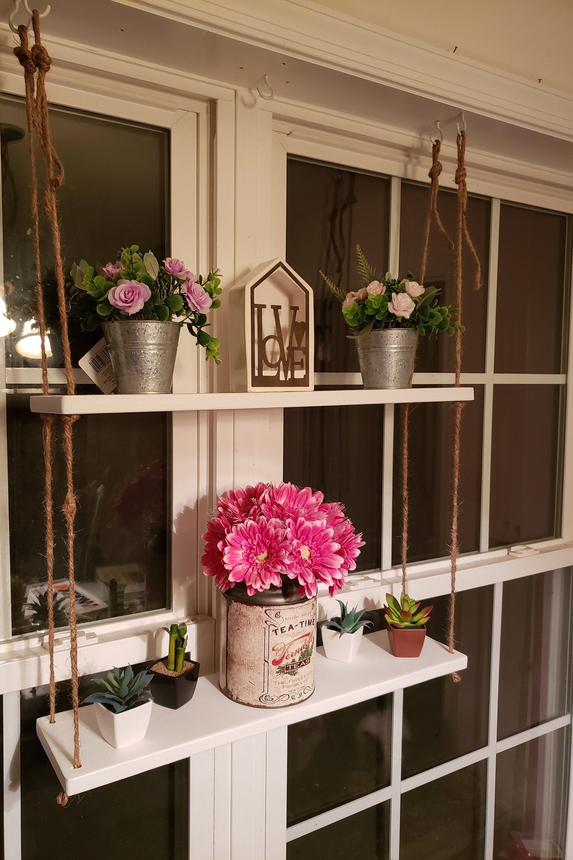 2 Tier Window Plant Shelf Hanging Plant Window Shelf Window Etsy