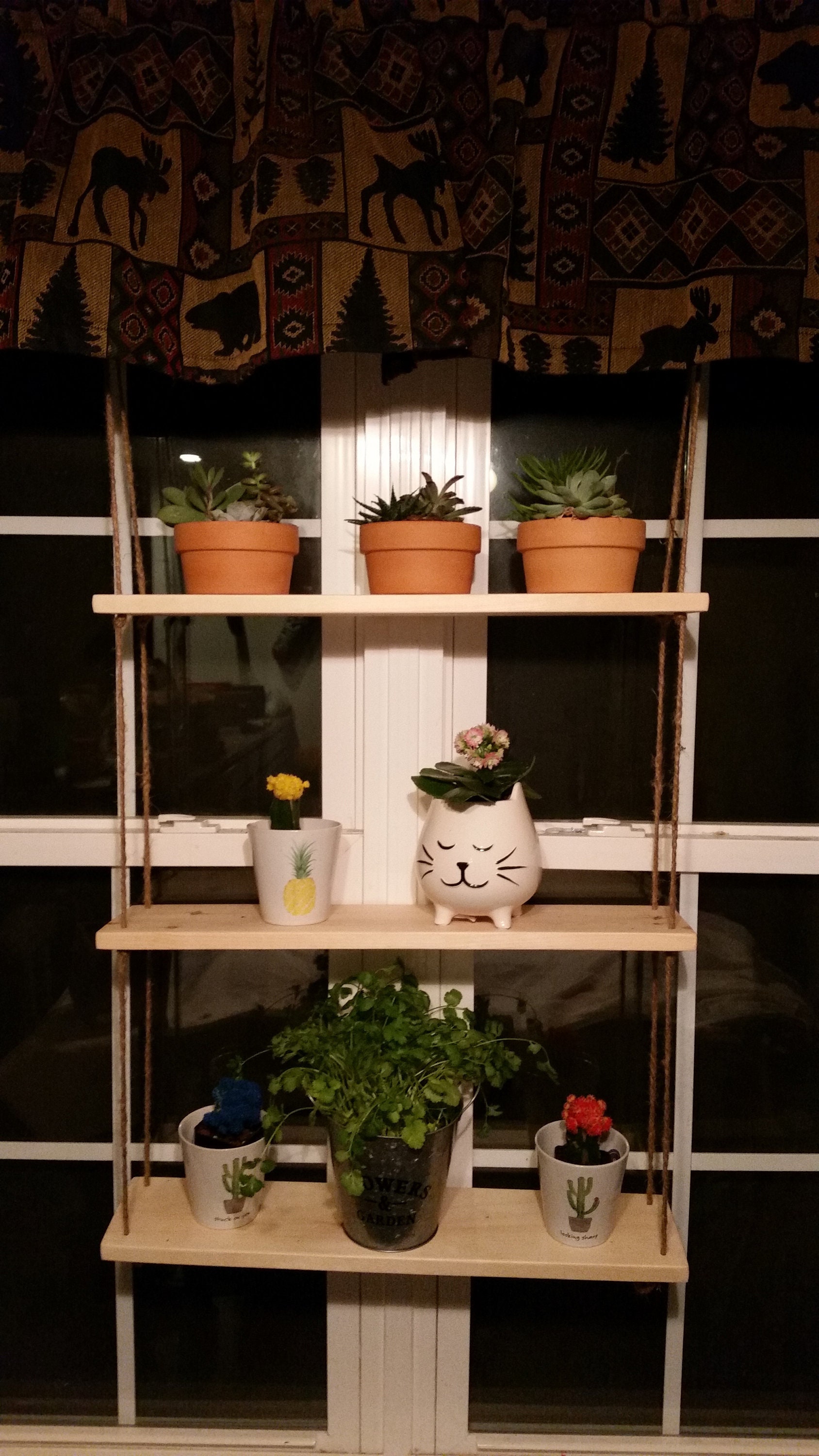 3 Tier Window Plant Shelf 24 or 28 Inch Hanging Plant Window Etsy