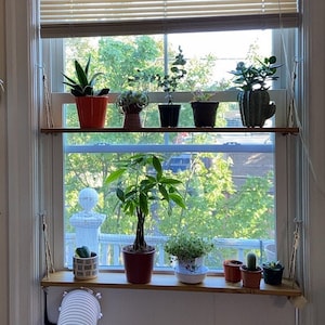 Set of 2 Window Herb Shelf, Pallet Wood Shelf, Reclaimed Wood Shelf, Hanging Shelf, Floating Shelf, Swing Shelf, Window Shelf