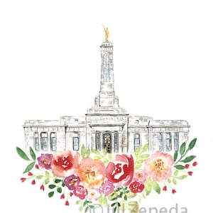LDS Temple Watercolor (Indianapolis), Indianapolis, Indiana LDS Temple
