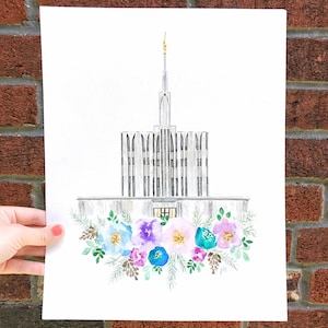 LDS Temple Watercolor, Seattle Washington LDS Temple