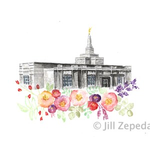 LDS Temple Watercolor Print, Birmingham Alabama