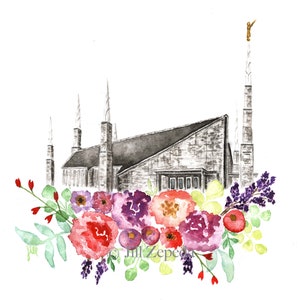 DIGITAL DOWNLOAD Dallas, Texas LDS Temple Watercolor Painting